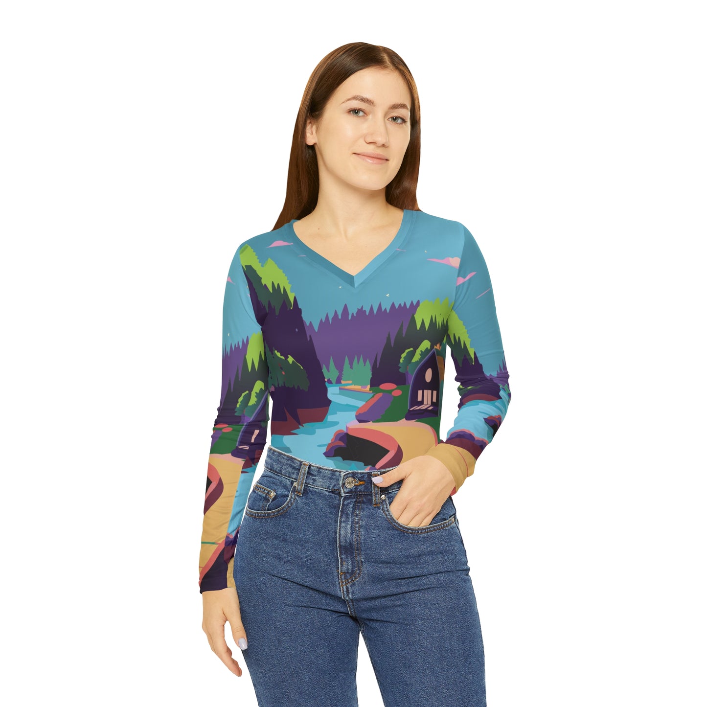 Arched Cabins LLC "Spring Season of Giving" Women's Long Sleeve V-neck Shirt