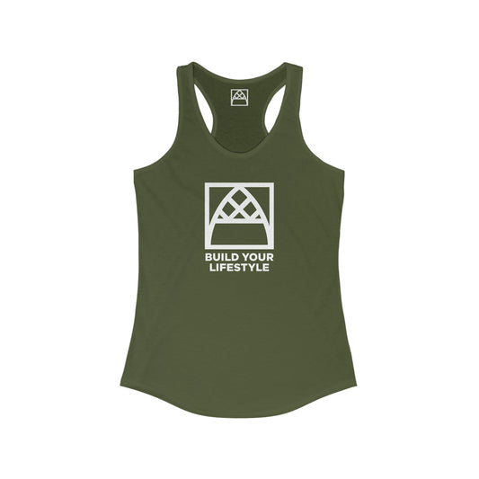 Arched Cabins LLC "Build Your Lifestyle" Women's Ideal Racerback Tank