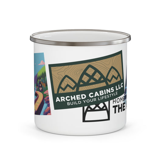 Arched Cabins LLC "Sticker Bomb" Enamel Camping Mug
