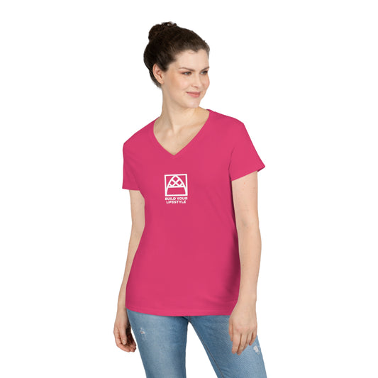 Arched Cabins LLC "Build Your Lifestyle" Ladies' V-Neck T-Shirt
