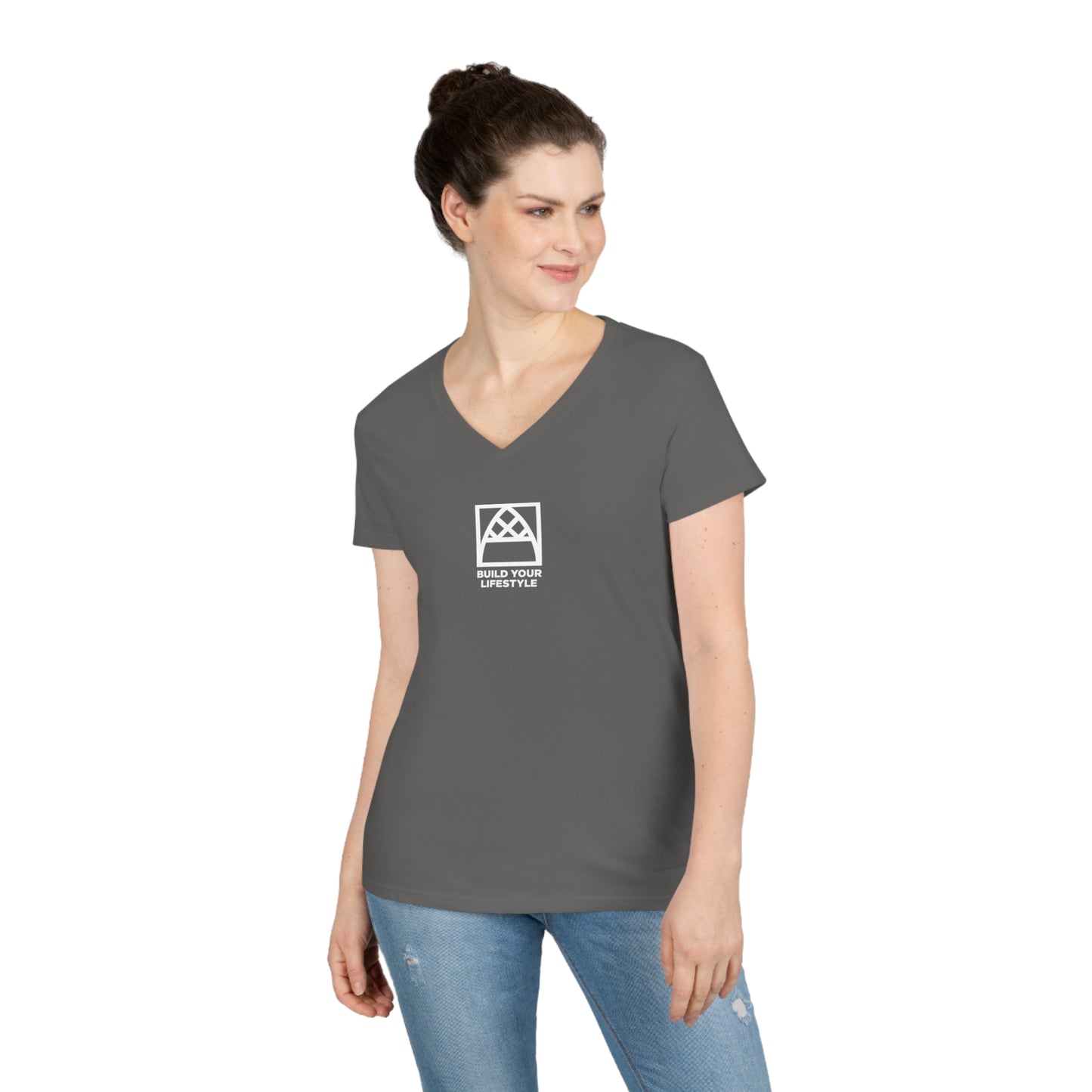 Arched Cabins LLC "Build Your Lifestyle" Ladies' V-Neck T-Shirt