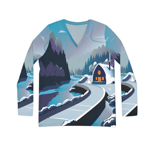 Arched Cabins LLC "Winter Season of Giving" Women's Long Sleeve V-neck Shirt