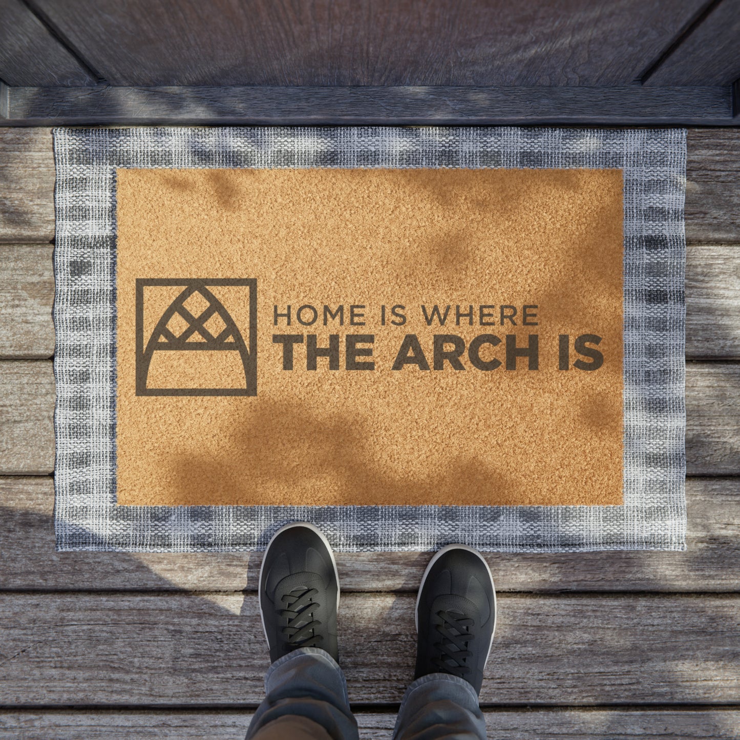 "Home is where the Arch is" Official Arched Cabin LLC Doormat